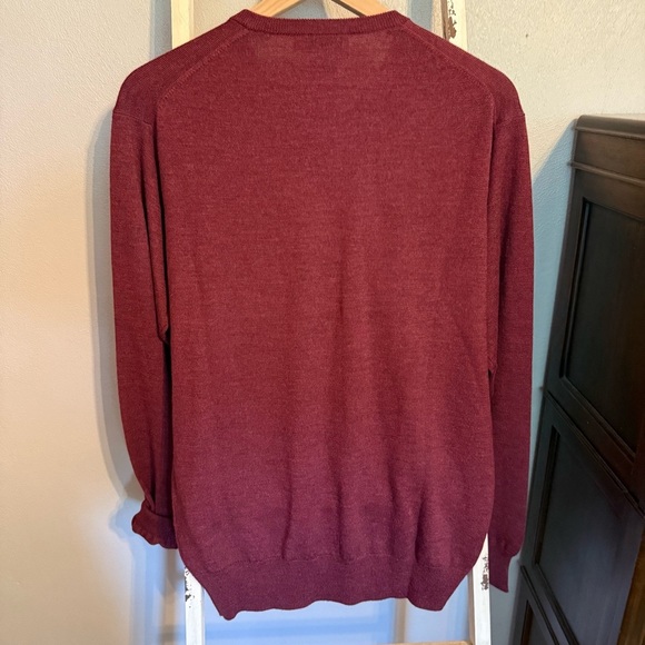 Peter Millar Crown Soft Men's Burgundy V-Neck Sweater Merino Wool/Silk Blend EUC - Picture 4 of 7